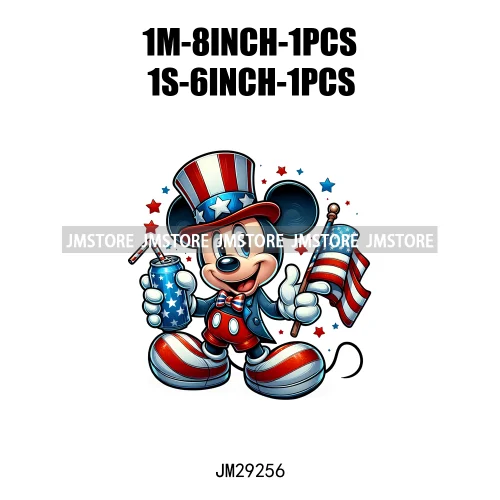 Washable Cartoon Animal 4th Of July Independence Day Freedom Iron On DTF Transfers Stickers Ready To Press For Clothing