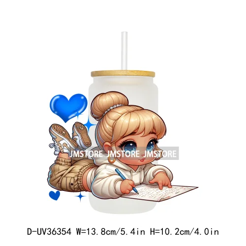 Princess Reading Book Lover UV Sticker Decals For Libbey Cold Cups Mugs Tumbler Transfer Stickers Waterproof High Quality Labels