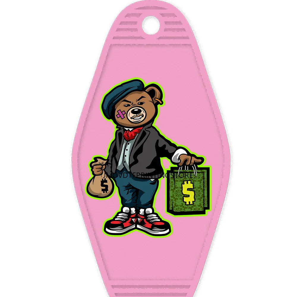 Heartless Teddy Bear High Quality WaterProof UV DTF Sticker For Motel Hotel Keychain Hustle Hard Money Bears