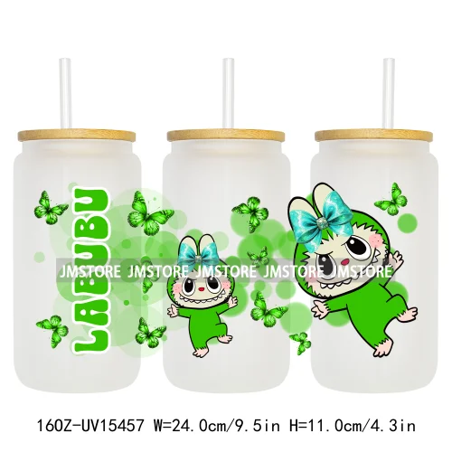 Coloful Cartoon Monsters Butterfly UV DTF Cup Wraps Ready To Apply Waterproof Transfer Stickers For 16OZ Libbey Glass Can Mugs