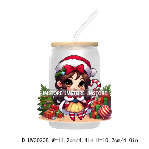 Princess Christmas Cartoon Friends UV DTF Transfer Stickers Decals For Libbey Cold Cups Mugs Tumbler High Quality Xmas Gift Tree