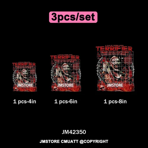 Retro Scary Horror Movie Halloween Costumes Spooky Season Iron on DTF Washable Transfers Stickers Ready to Press for Clothes Bag