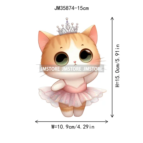 15cm 5.9in Kid Dancing Cats Animal Squirrel Iron On Transfer Sticker For Clothes Printed Thermal Applique Washable T-Shirt Decal