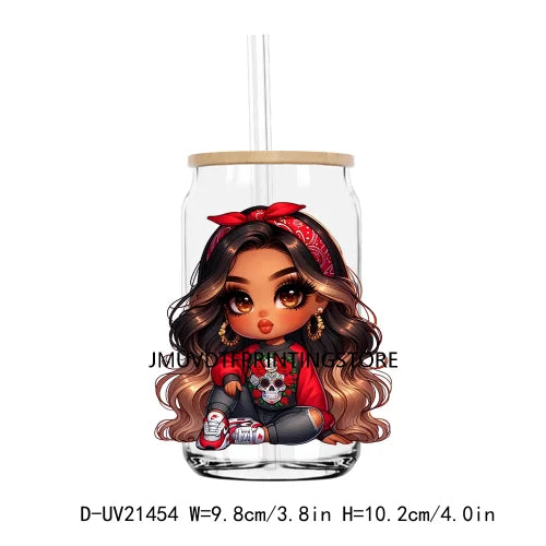 Chibi Cute Chicana Doll With Rose UV DTF Transfers Stickers Decals For Libbey Cold Cups Mugs Tumbler Mexico Waterproof DIY Logo