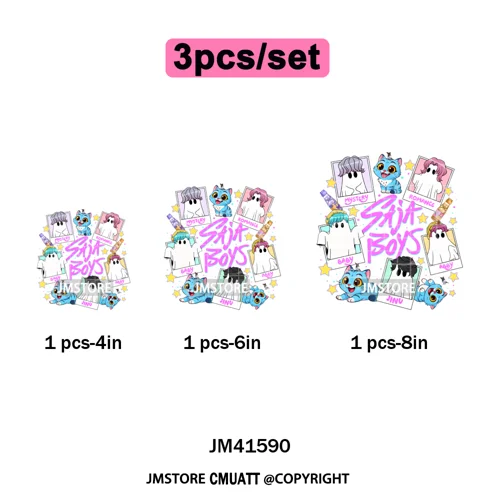 Cartoon Kpop Spooky Boys Girls In This House Era Halloween Iron on DTF Washable Transfers Stickers Ready to Press for Clothes