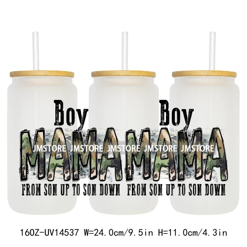 Floral Blessed Mama Leopard Mom 16OZ UV DTF Cup Wraps Ready To Apply Waterproof Transfer Stickers For Libbey Glass Can Tumbler