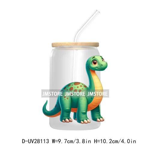 Cute Baby Dinosaur Kids Gift UV DTF Transfer Stickers Decals For Libbey Cold Cups Mugs Tumbler Waterproof Craft Cartoon Animals