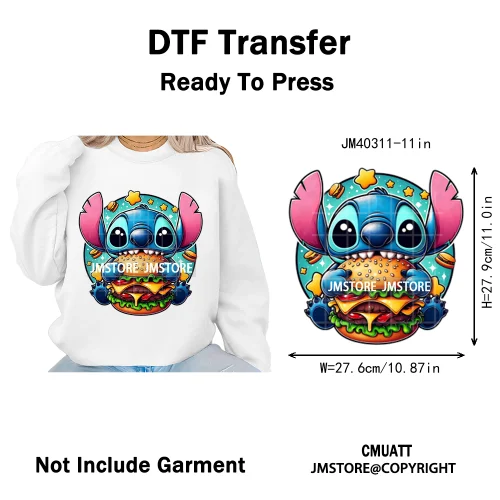 Funny Cartoon Playing Kids Love Character Thermal Printing Iron on DTF Washable Transfers Stickers Ready to Press for T-shirts