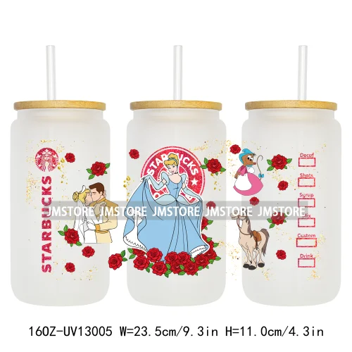 Best Friends Princess Movie Themed 16OZ UV DTF Cup Wraps Ready To Apply Waterproof Transfer Sticker For Libbey Glass Can Tumbler