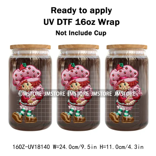 Faux Embroidery Floral Cartoon Characters UV DTF Stickers Ready To Apply Cup Wraps Waterproof For 16OZ Libbey Glass Can Tumbler
