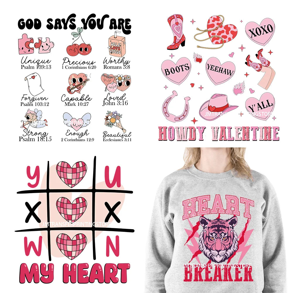 Retro Candy Coffee Howdy Valentine Groovy Love XOXO Heart Breaker Fries Before Guys Iron On DTF Transfer Stickers For Sweatshirt