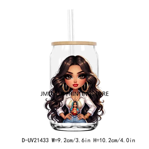 Chibi Cute Chicana Woman UV DTF Transfers Stickers Decals For Libbey Cold Cups Mugs Tumbler Waterproof DIY Logo Mexican Girls