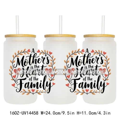 Mother's Day Quotes Mom Love UV DTF Wraps Transfer Sticker Waterproof Custom UV DTF Prints For 16OZ Libbey Glass Can Tumbler Mug