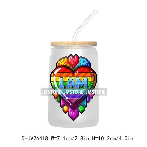 Pride Love Rainbow Heart UV DTF Transfer Stickers Decals For Libbey Cold Cups Mugs Durable Waterproof Custom Logo Label Best Gay