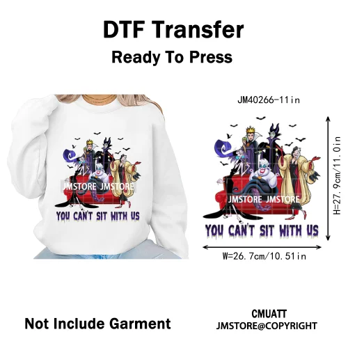 Waiting For Halloween Coquette Bad Girls Friends Wicty Logos Iron on DTF Washable Transfers Stickers Ready to Press for Clothing