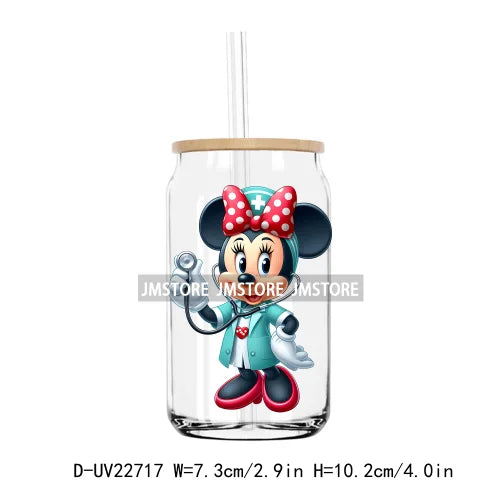 Cartoon Nurse Medical Mouse UV DTF Transfers Stickers Decals For Libbey Cold Cups Mugs Tumbler Waterproof DIY Craft Health Care