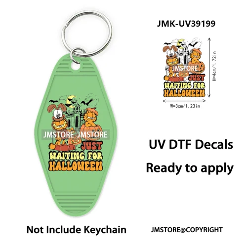 Horror Pumpkin Halloween Cartoon UV DTF Motel Keychain Decal Ready To Ship Durable Transfer Stickers Prints For Hotel Keychain