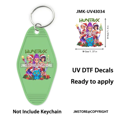 Christmas Kpop Team Demon Hunters Movie UV DTF Keychain Decals Ready To Apply Waterproof Durable Wraps For Hotel Motel Keychain