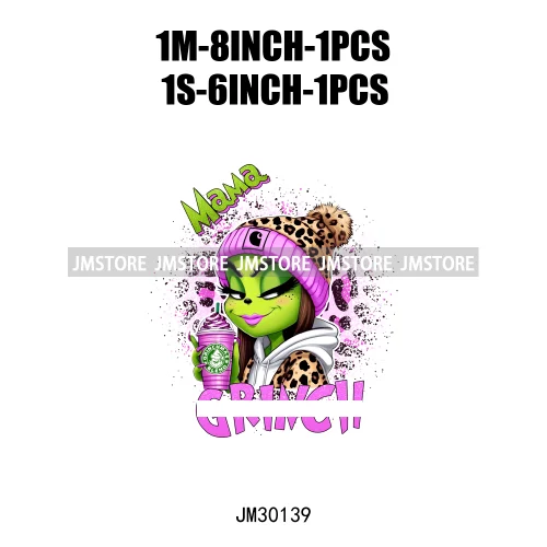 Colorful Retro Green Bougie Mama Coffee Lover Leopard Christmas Girls Iron On DTF Transfers Stickers Ready To Press For Clothes