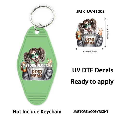 Scary Movie Character Bad Mama Boo Mom UV DTF Motel Keychain Wraps Ready To Apply Waterproof High Quality Hotel Keychain Decals