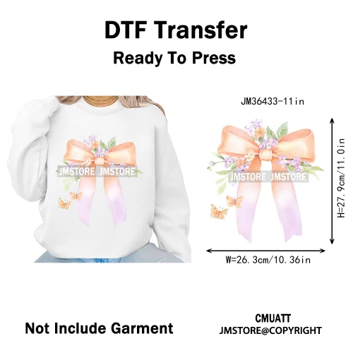Spring Wildflower Love Vibes Ribbon Wedding Coquette Iron on DTF Thermal Transfers Stickers Ready to Press for Dresses Hoodies