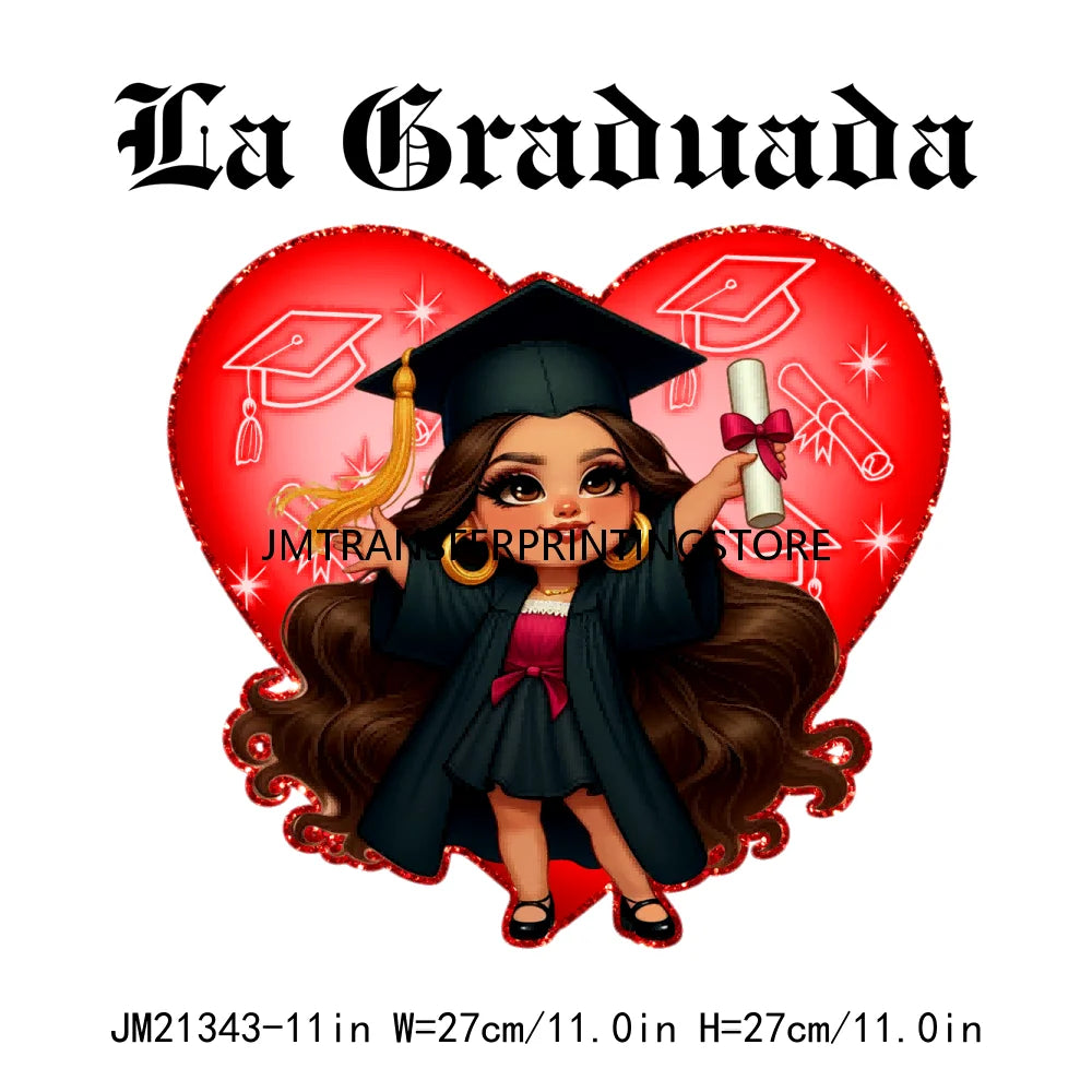 Chicana Chola Educated Latina Graduation Girl Mexican Culture Iron On Stickers Chingona y con Diploma DTF Transfers For Garment