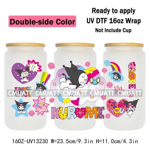 Double Side Color 16OZ UV DTF Cup Wraps Sticker For Glass 3D Waterproof Can  Libbey Glass Eco-Friendly High-Resolution Printing