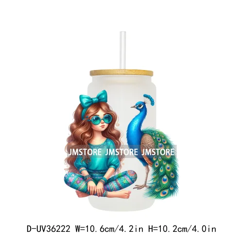 Pretty Girl With Animals UV Sticker Decals For Libbey Cold Cups Mugs Tumbler Transfer Stickers Waterproof High Quality Labels