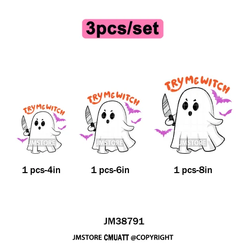 Sarcasm Halloween Time Boos Ghost Spooky Vibes Washable Designs Iron on DTF Transfers Stickers Ready to Press for T-shirts Bags