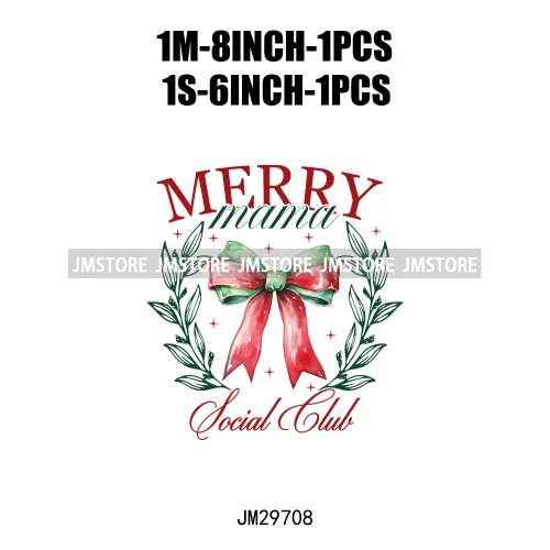 Christmas Girly Vibes Santa Winter Jesus Coquette Bow Tis The Season Iron On DTF Transfers Stickers Ready To Press For Clothes