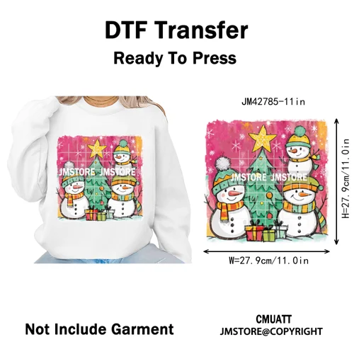 Preppy Brushstroke Gingerbread Santa Bow Tree Merry Christmas Girly Iron on DTF Transfers Stickers Ready to Press for T-shirts