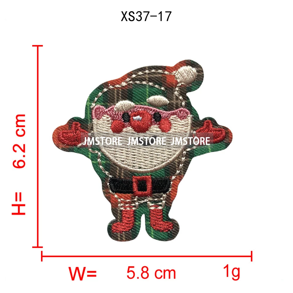 Red Checkered Christmas Icons Cozy Winter Season Lover Festive Decoration Embroidery Appliques Iron on Patches for Clothes Bags