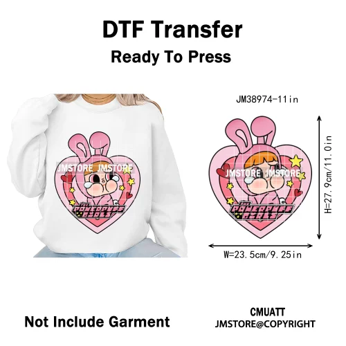 Cute Cry Tears Sad Girls Cartoon Dolls Love Designs Iron on DTF Washable Heat Transfers Stickers Ready to Press for Clothes Bags