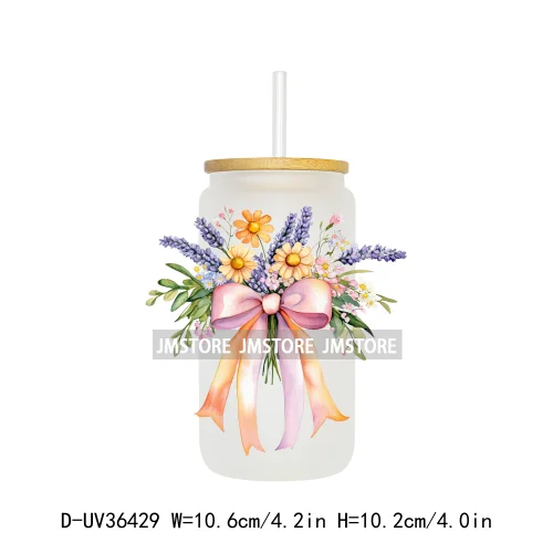 Colorful Bow Ribbon Bridal Birthday UV Sticker Decals For Libbey Cold Cups Mugs Tumbler Transfer Stickers Waterproof DIY Prints