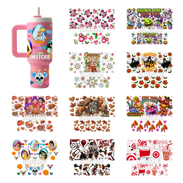 Cartoon Movie Thanksgiving Christmas UV DTF Keychain Wraps Ready To Apply Durable Custom UV Stickers For Mini Tumbler Keychain