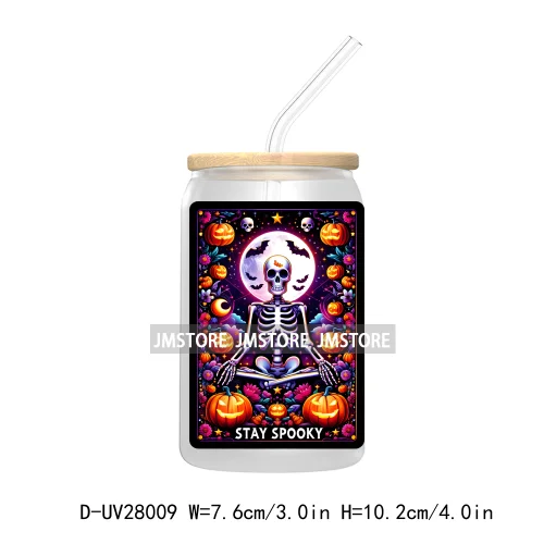 Cute Ghost Tarot Card Halloween UV DTF Transfer Stickers Decals For Libbey Cold Cups Mugs Tumbler Waterproof Craft Spooky Vibes