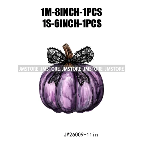 Colorful Gothic Girly Halloween Black Pumpkin Coquette Bow Decasl DTF Iron On Transfers Stickers Ready To Press For T-shirt Bags