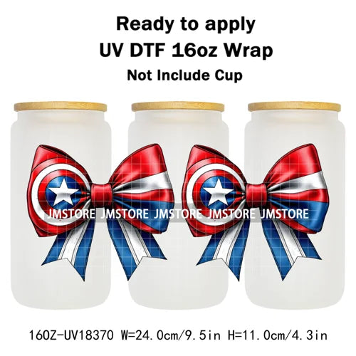Preppy Christmas Movie Killer Cartoon Bow 16OZ UV DTF Cup Wraps Ready To Apply Waterproof Transfer Stickers For Libbey Glass Can