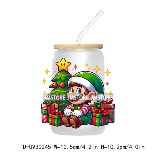 Merry Christmas Cartoon Mouse And Friends UV DTF Transfer Stickers Decals For Libbey Cold Cups Mugs Tumbler Xmas Bear Candy Cane