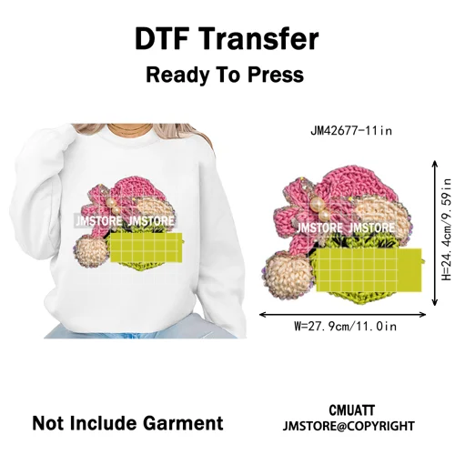 Cartoon Christmas Club Snow Winter Vibes Holly Jolly Santa Iron on DTF Washable Transfers Stickers Ready to Press for Clothing