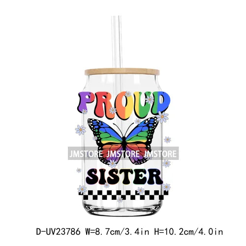 Retro Rainbow Butterfly Pride UV DTF Transfer Stickers Decals For Libbey Cold Cups Mug Tumbler Custom Waterproof Logo Proud Mama