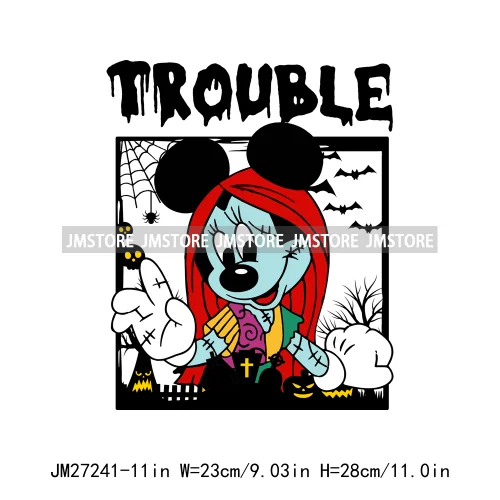 Cartoon Halloween Season Let's Go Ghouls Burn Sage Not Witches Spooky Vibes DTF Iron On Heat Press Transfer Stickers For Clothes