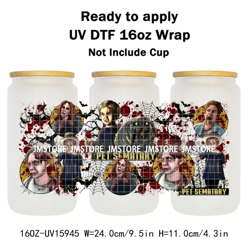 Halloween Horror Characters Scary Movie Killers 16OZ UV DTF Cup Wraps Ready To Apply Transfer Stickers For Libbey Glass Can Mugs
