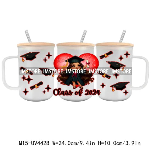 Class Of 2024 UV DTF Sticker For 15OZ Mug Libbey Glass Cup Can Wrap Transfer Stickers Custom Labels DIY Logo Cartoon Graduation