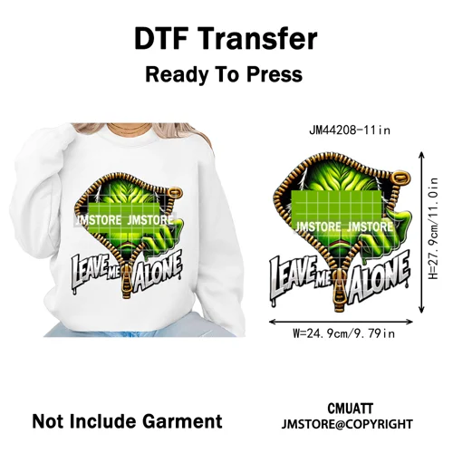 Winter Christmas Cartoon Holiday Characters Thug Life Green Iron on Washable DTF Transfers Stickers Ready to Press for Textiles
