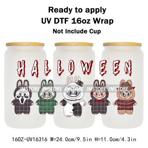 Laboo Killers Friends Halloween Monster Doll UV DTF Stickers Ready To Transfer Cup Wrap Custom Logo For Libbey Can Glass Tumbler