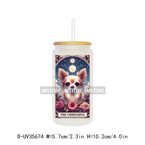 Dog Cat Animals Tarot Card UV Sticker Decals For Libbey Cold Cups Mugs Tumbler Transfer Stickers Waterproof High Quality Labels