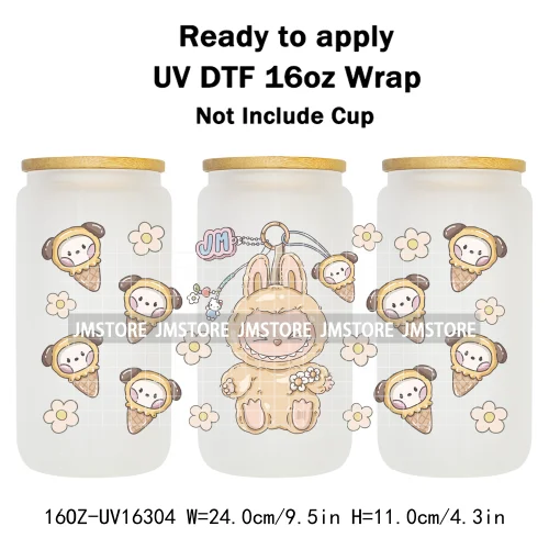 Funny Cartoon Monster Characters Ice Cream UV DTF Stickers Ready To Apply Cup Wrap Custom Prints DIY Craft For Libbey Glass Can