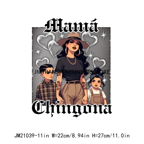 Mexican Chicana Mama Daughter Son Decals Proud Latina Mamacita Chingona Heat Transfer Stickers Ready To Press For T-shirts Bags