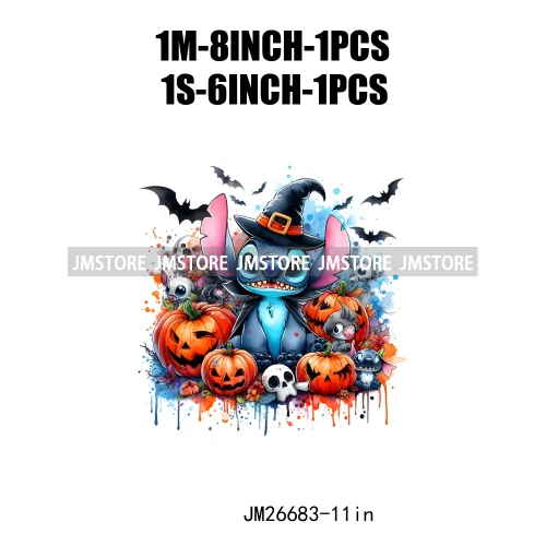 Wholesale Cartoon Character Pumpkin Halloween Scary Vibes Thermal Logo DTF Iron On Transfer Stickers Ready To Press For Clothing